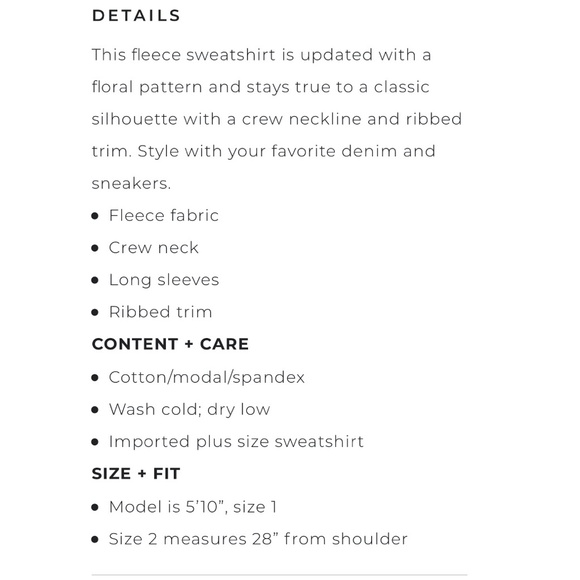 Torrid HeatherGrey Floral Fleece Raglan Sweatshirt - Picture 5 of 10